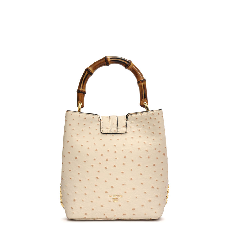 Small Ostrich Leather Satchel - Vanilla
