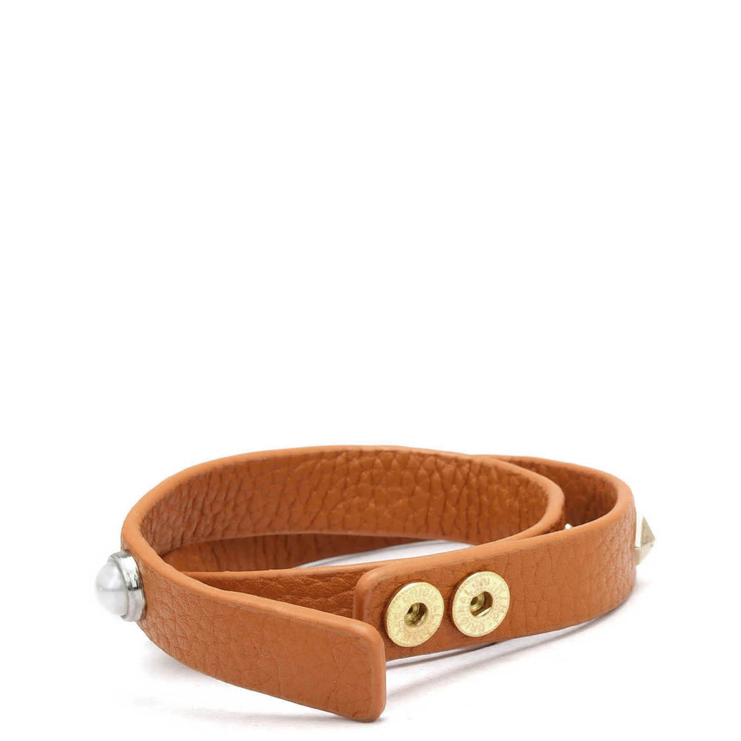Wax Leather Wrist Band - Orange