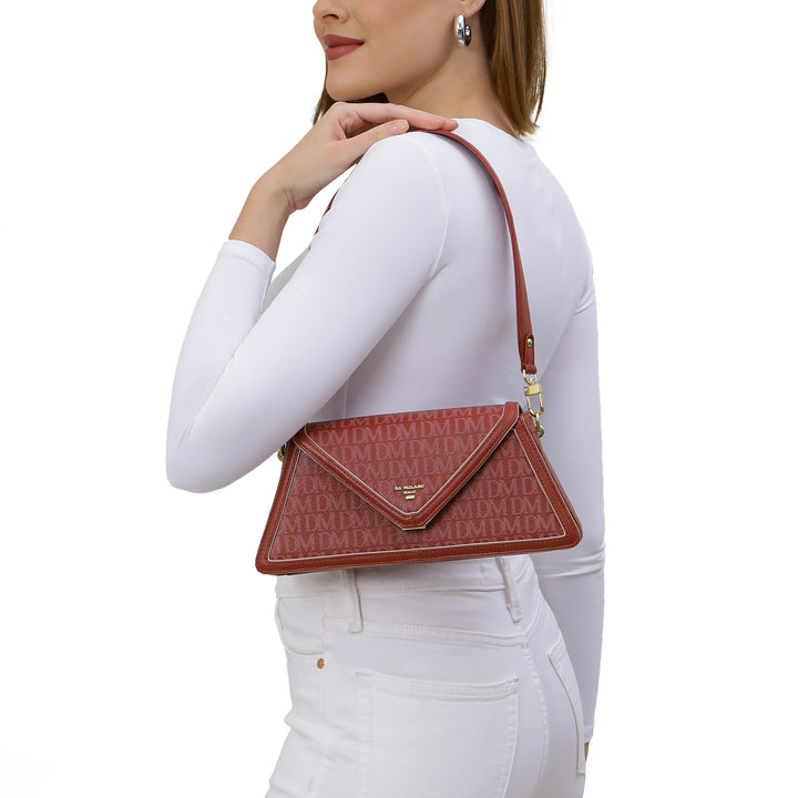 Small Monogram Leather Baguette - Brick