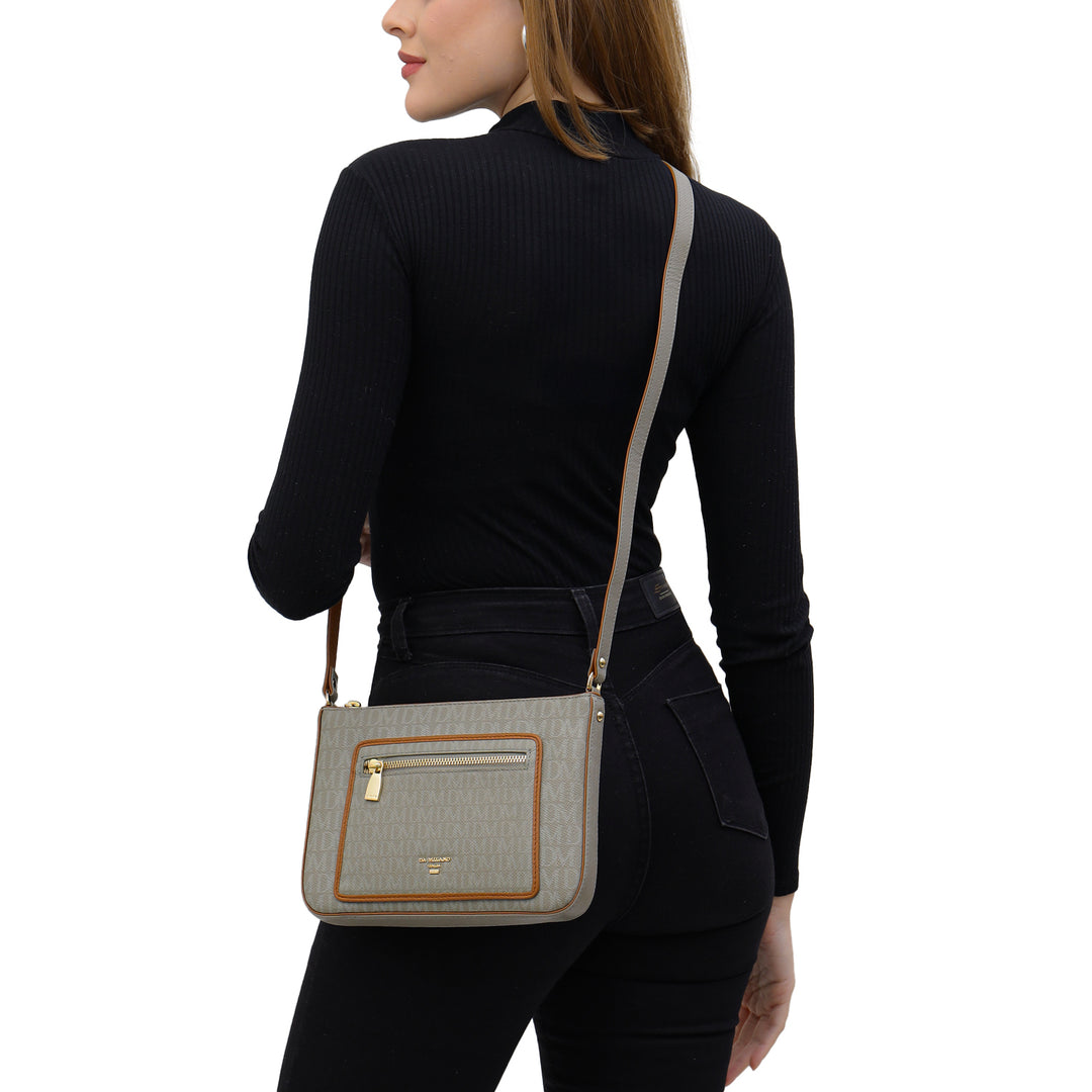 Small Monogram Leather Sling - Stone Grey