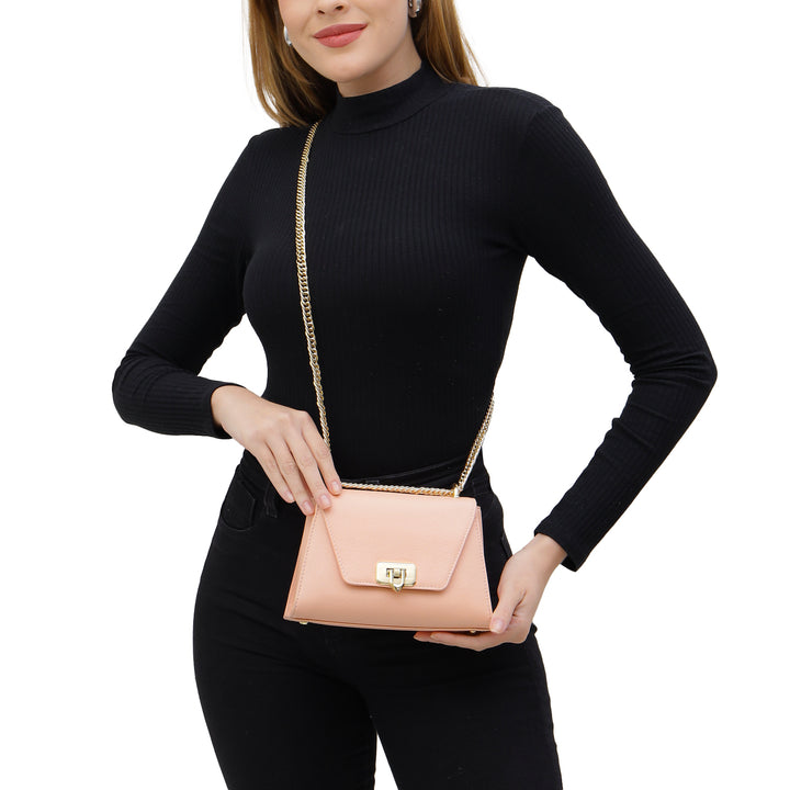 Small Franzy Leather Shoulder Bag - Peach
