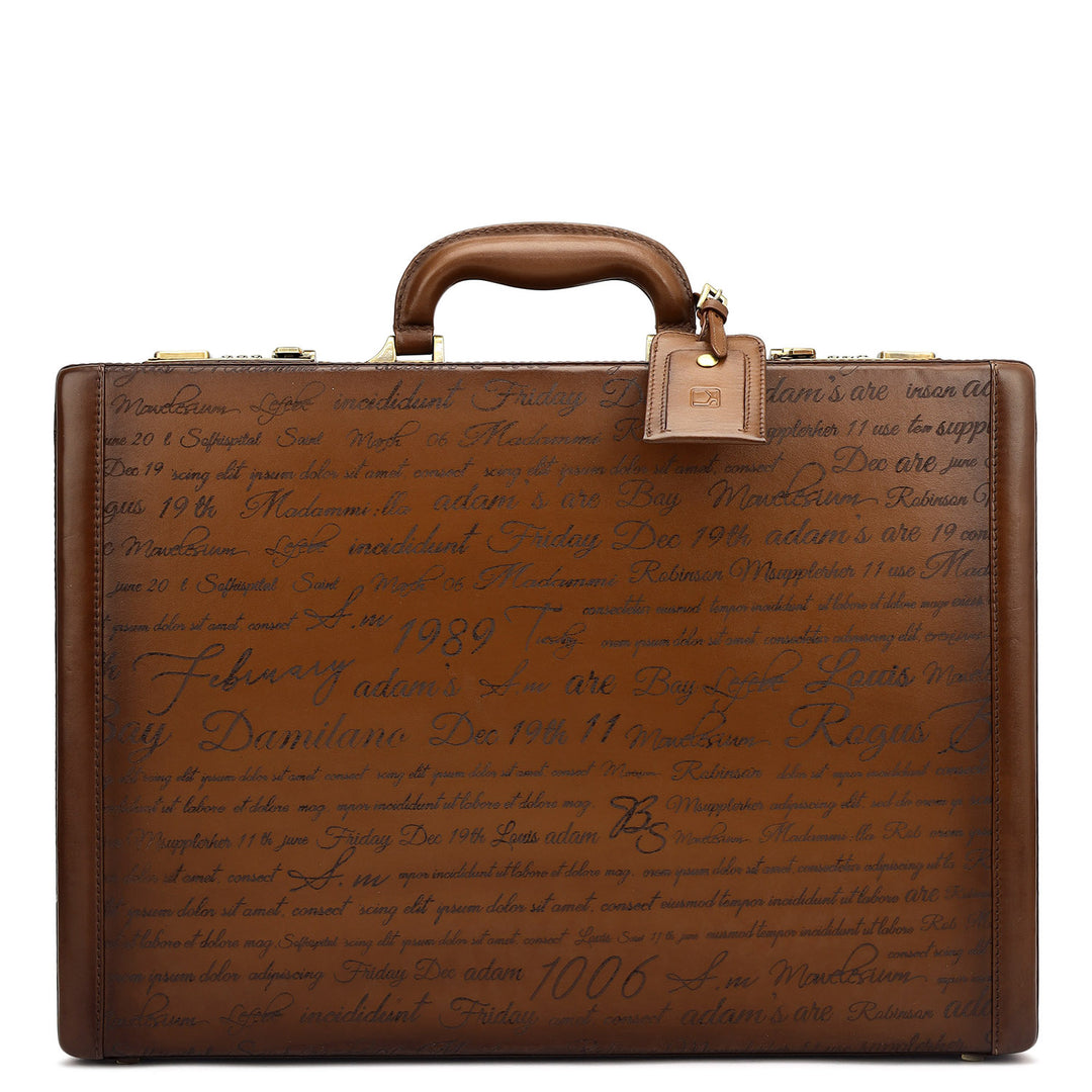 Signato Leather Brief Case - Cognac