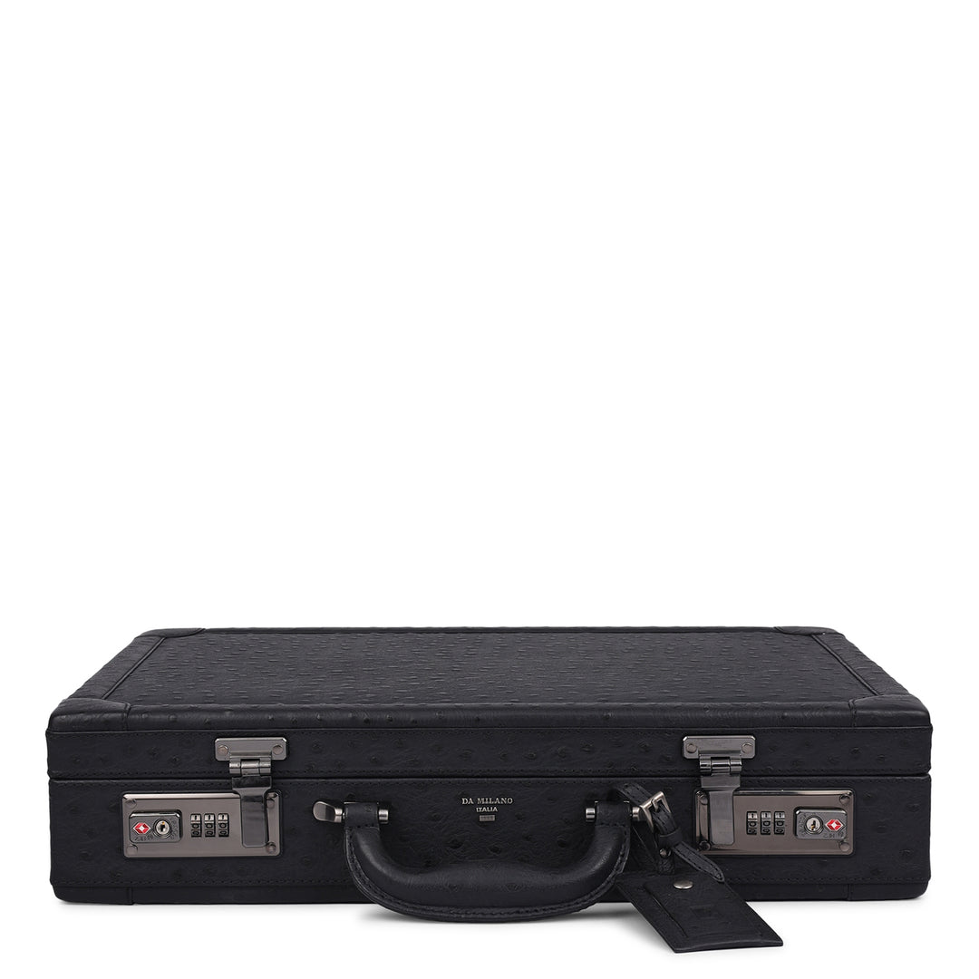 Ostrich Leather Brief Case - Black