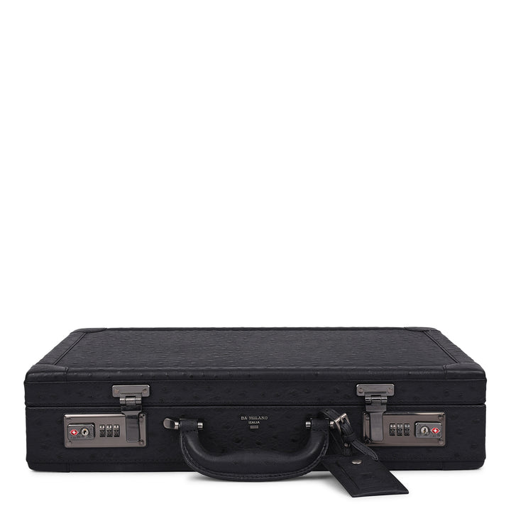 Ostrich Leather Brief Case - Black
