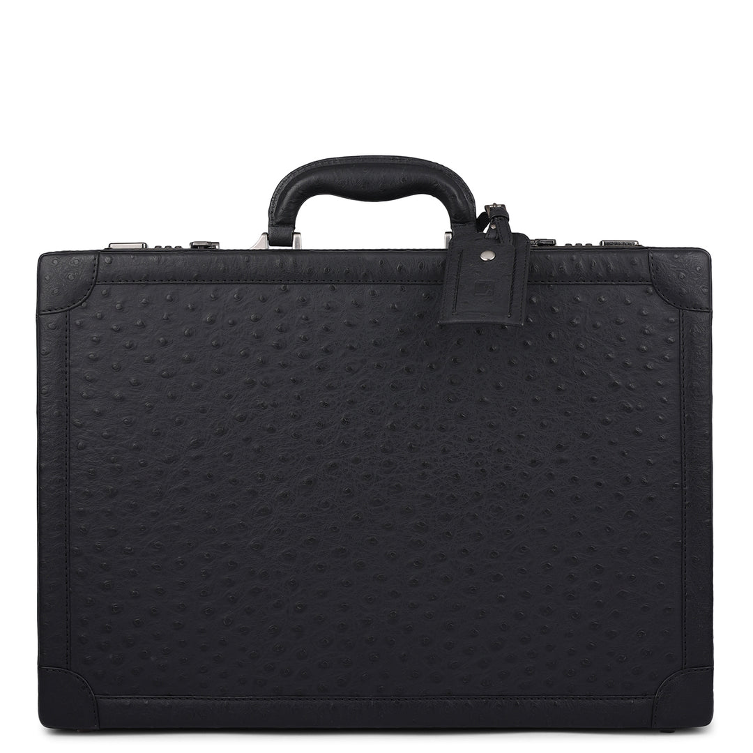 Ostrich Leather Brief Case - Black