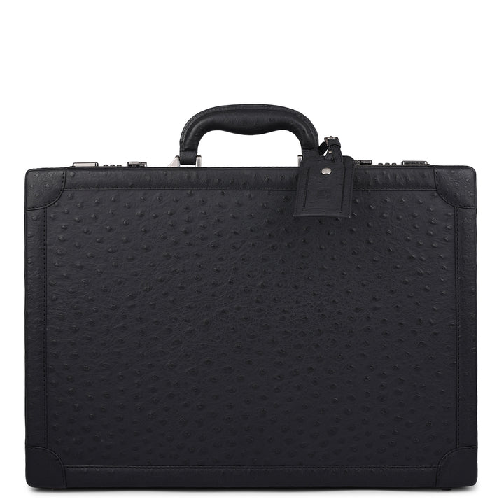 Ostrich Leather Brief Case - Black