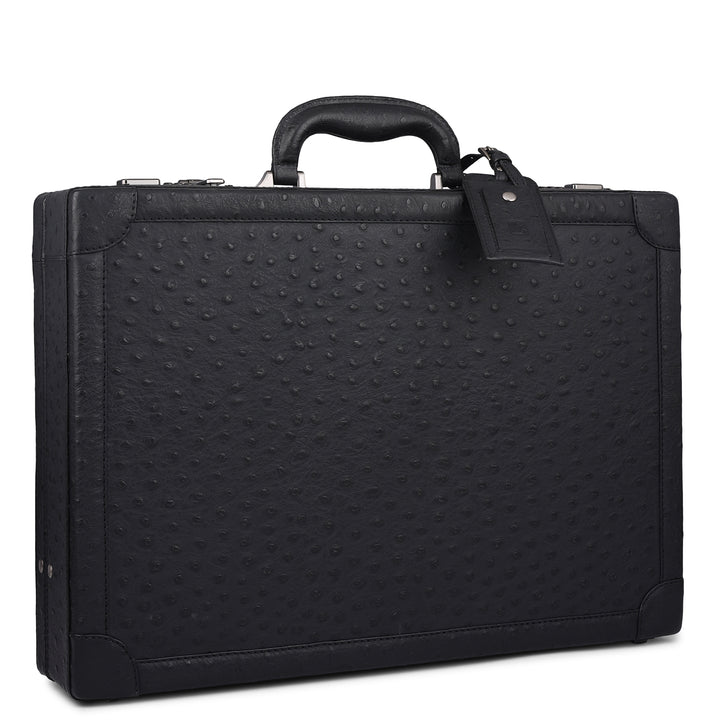 Ostrich Leather Brief Case - Black