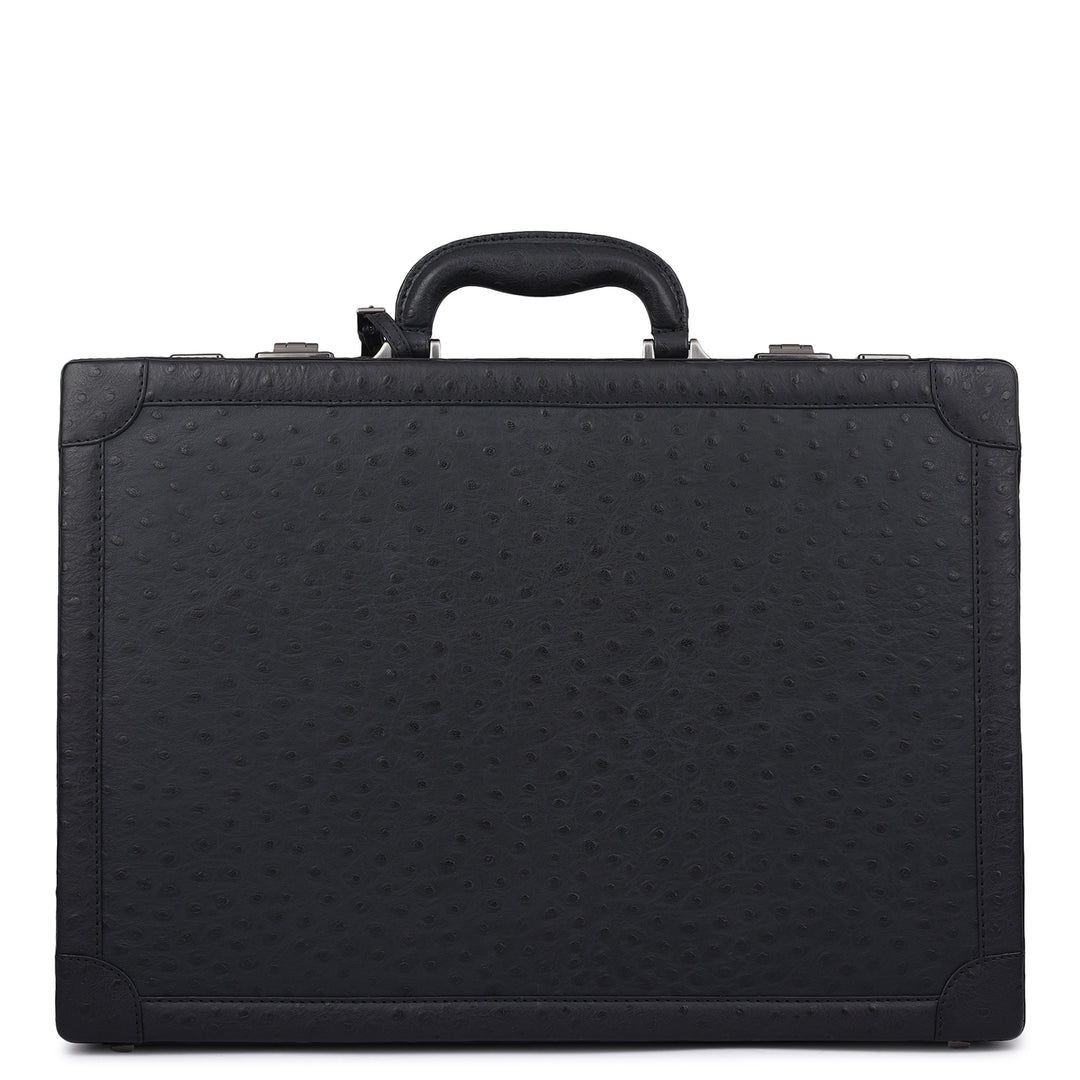 Ostrich Leather Brief Case - Black