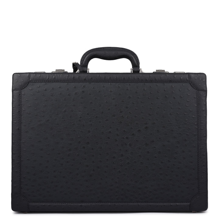 Ostrich Leather Brief Case - Black