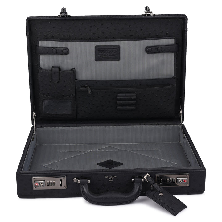 Ostrich Leather Brief Case - Black