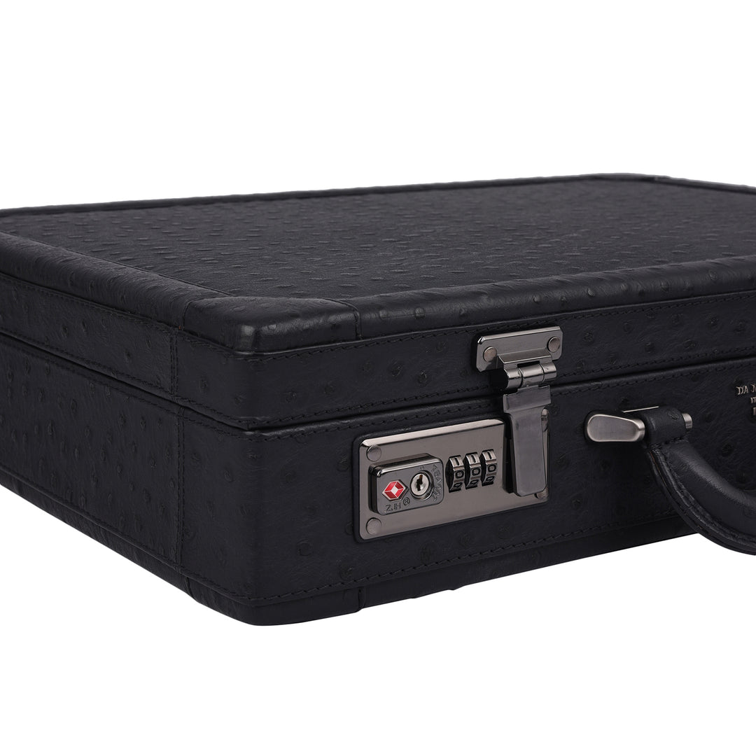 Ostrich Leather Brief Case - Black