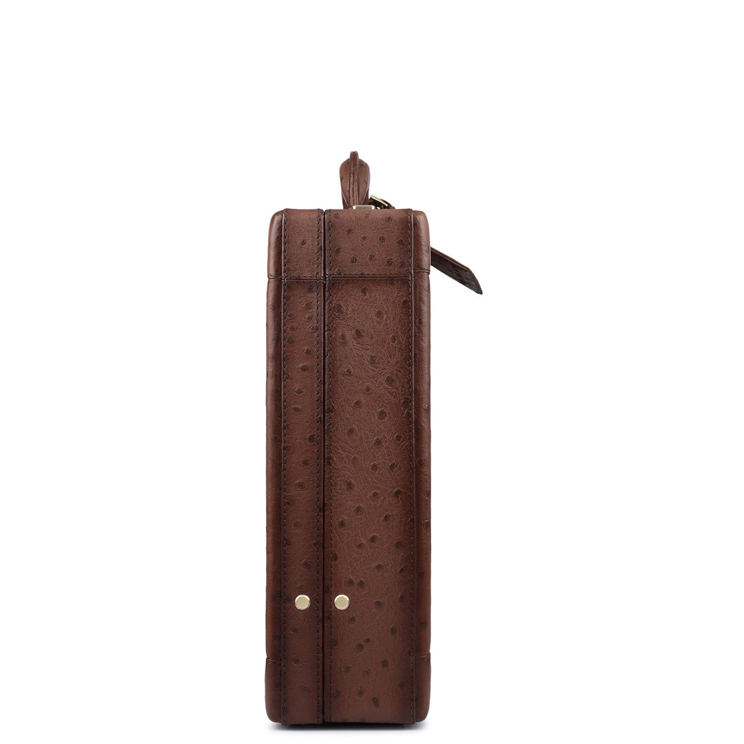 Ostrich Leather Brief Case - Brown