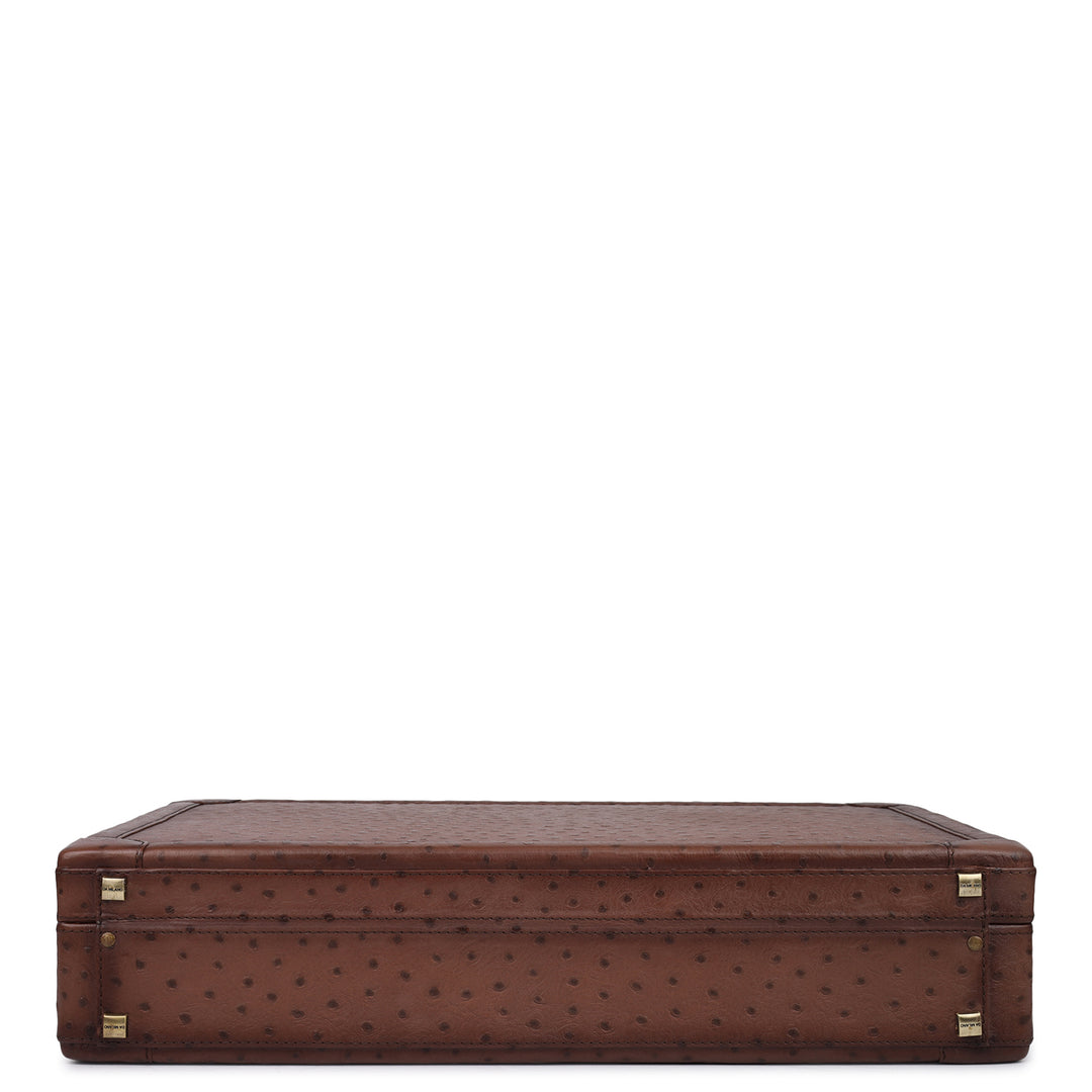 Ostrich Leather Brief Case - Brown