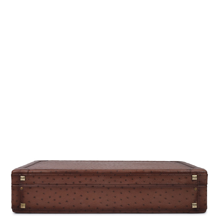 Ostrich Leather Brief Case - Brown