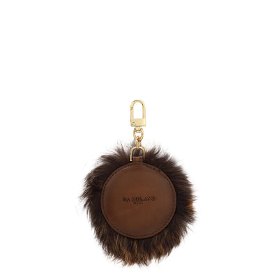 Fur Plain Leather Bag Hanging - Beige & Brown