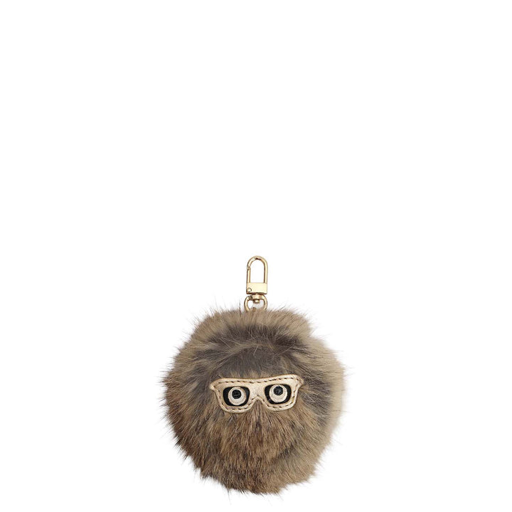 Fur Leather Bag Hanging - Beige & Brown