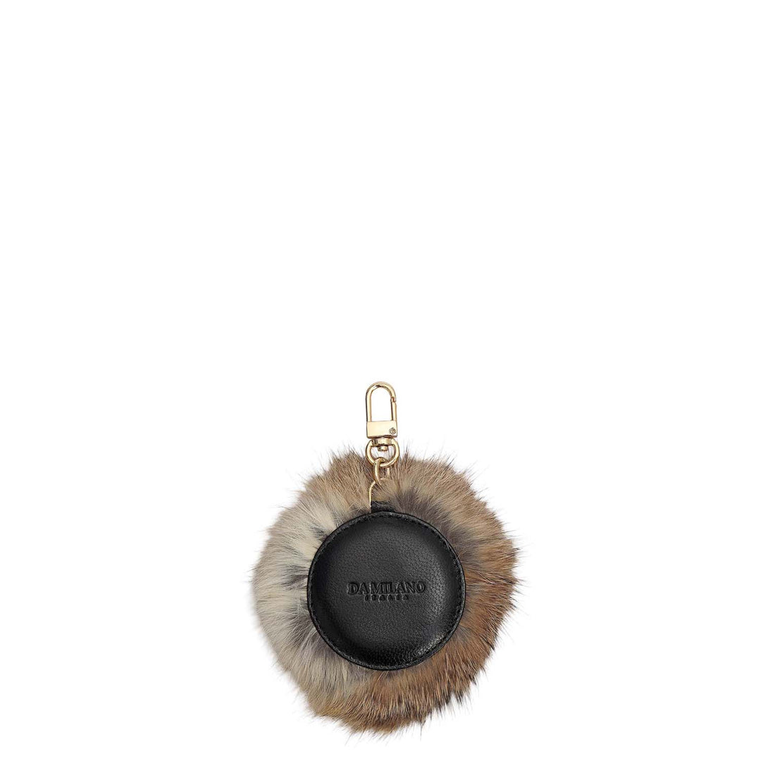 Fur Leather Bag Hanging - Beige & Brown