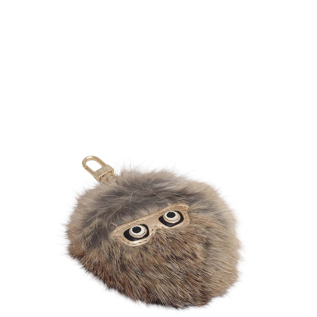 Fur Leather Bag Hanging - Beige & Brown