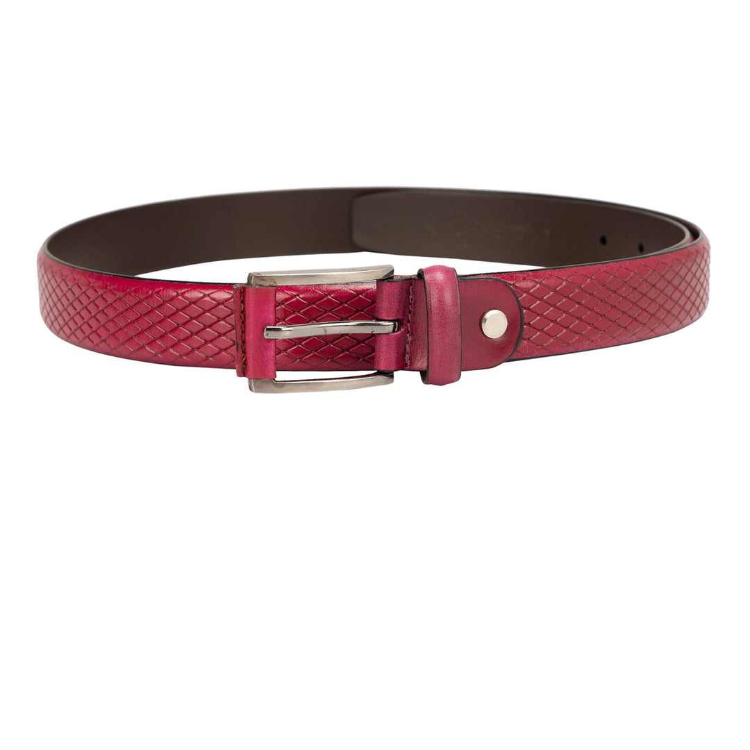 Casual Mat Emboss Leather Ladies Belt - Pink
