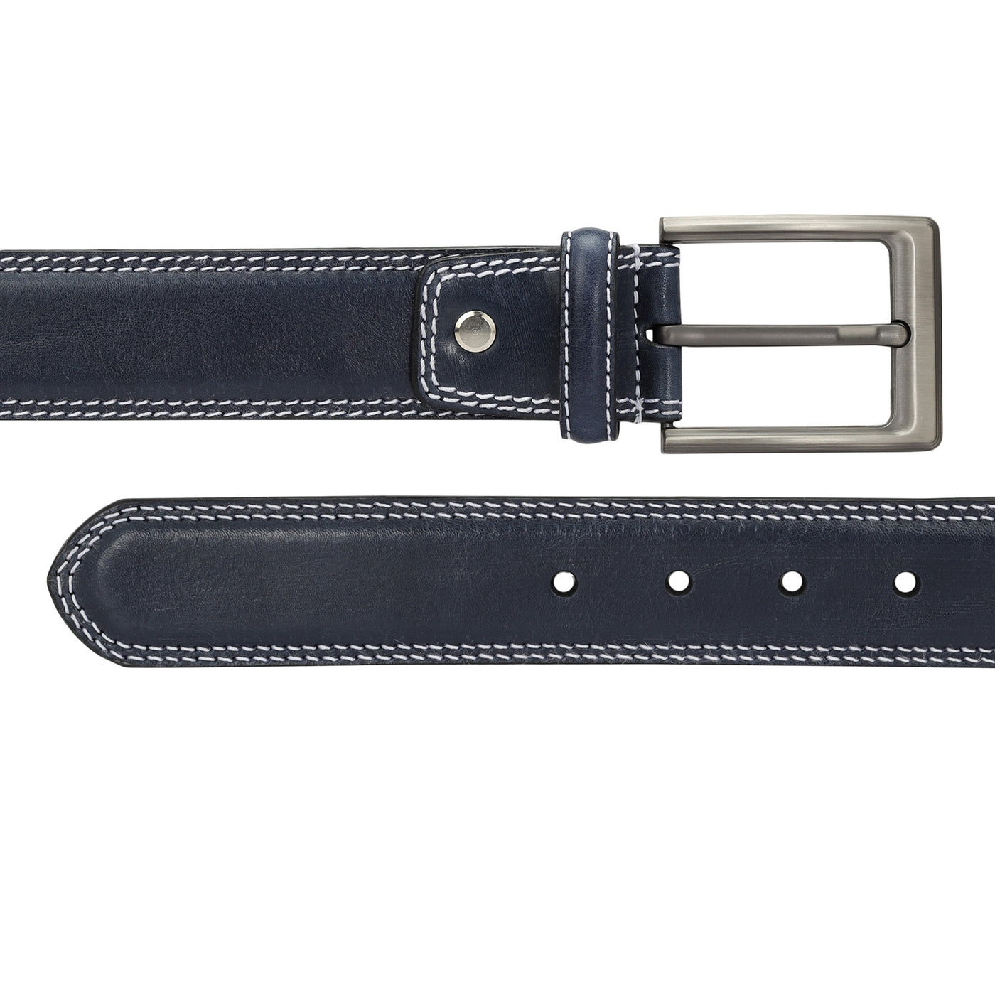 Formal Plain Leather Mens Belt - Blue
