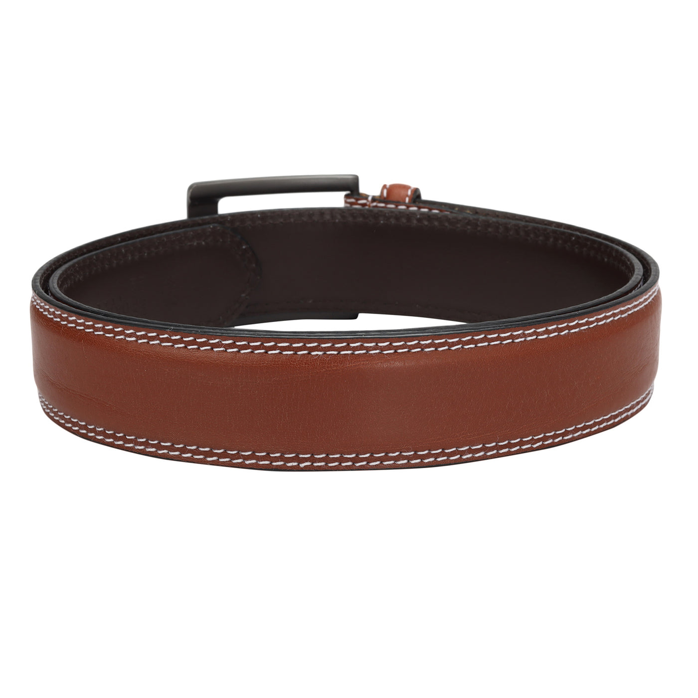 Formal Plain Leather Mens Belt - Cognac