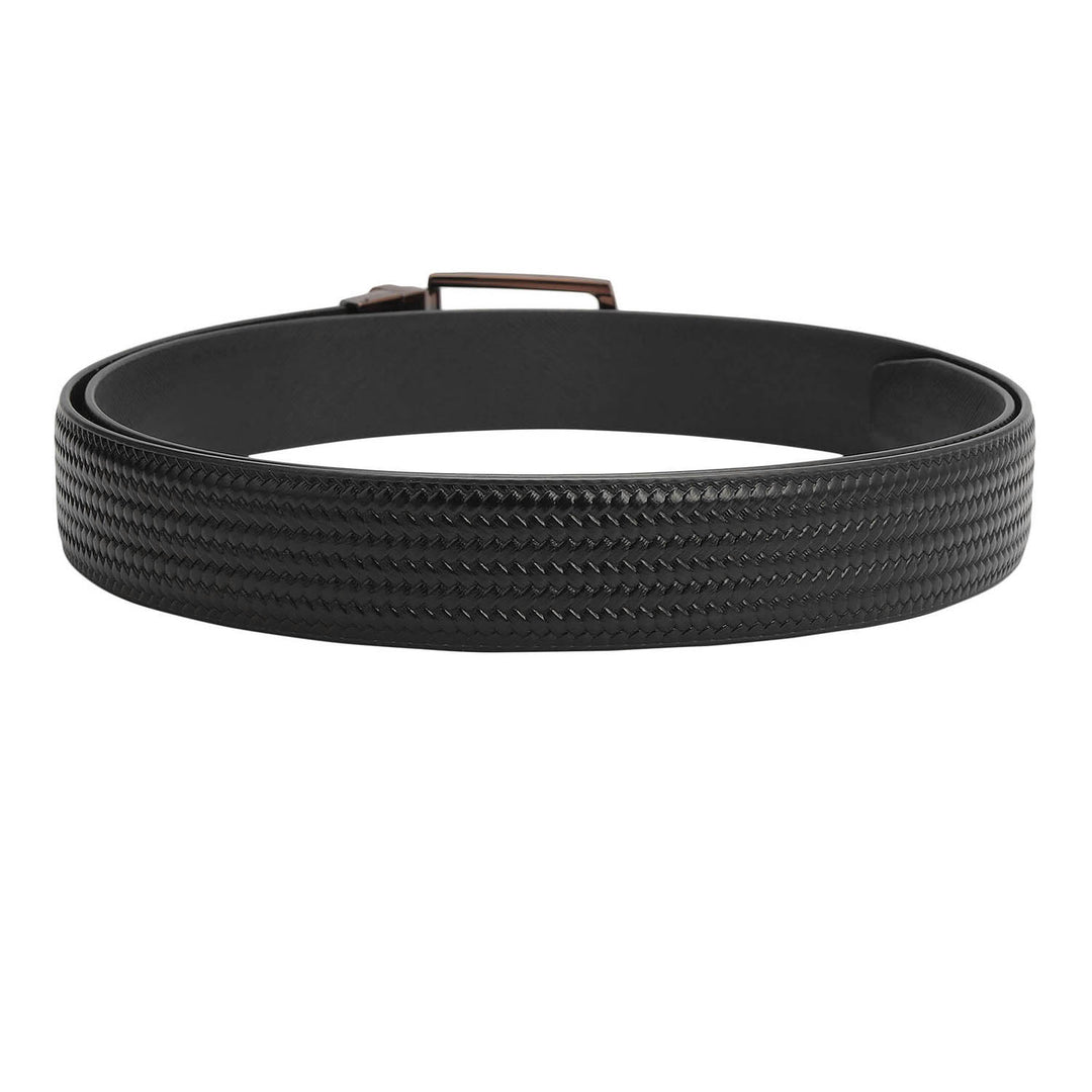 Semi Formal Mat Emboss Leather Mens Belt - Black