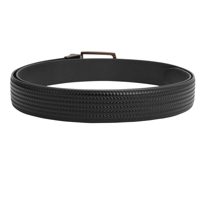 Semi Formal Mat Emboss Leather Mens Belt - Black