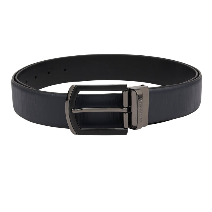 Semi Formal Aztec Leather Mens Belt - Navy & Black