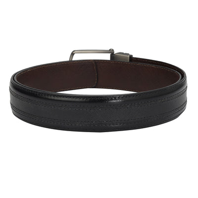 Formal Saffiano Plain Leather Mens Belt - Black