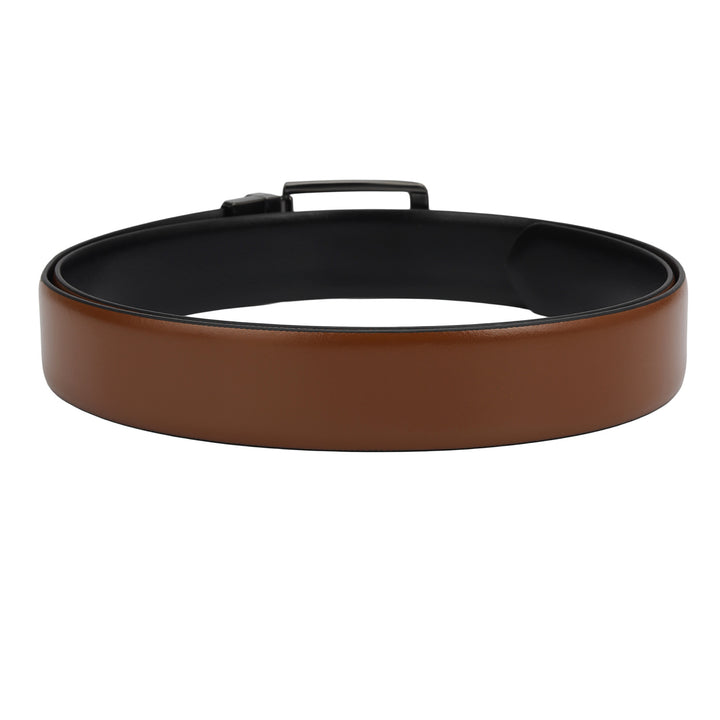 Formal Plain Leather Mens Belt - Cognac & Black