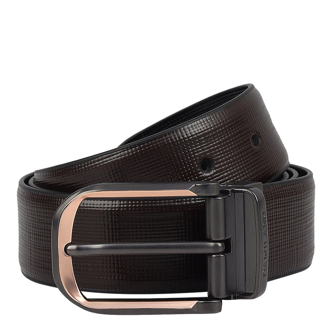 Semi Formal Matrix Leather Reversible Mens Belt - Brown & Black
