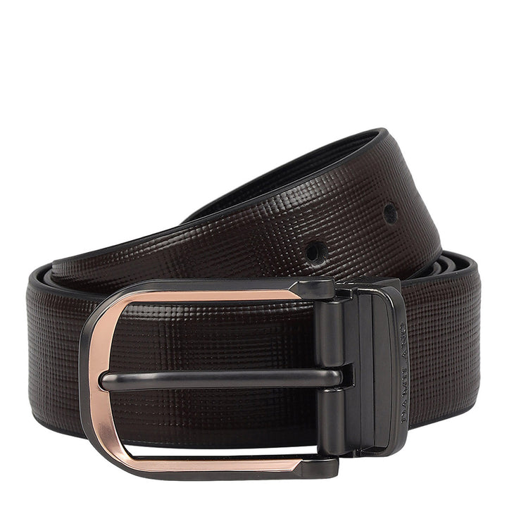 Semi Formal Matrix Leather Reversible Mens Belt - Brown & Black