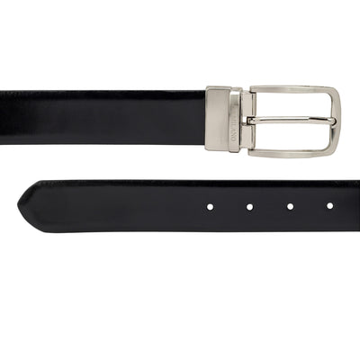 Plain Leather Mens Belt - Black & Cognac