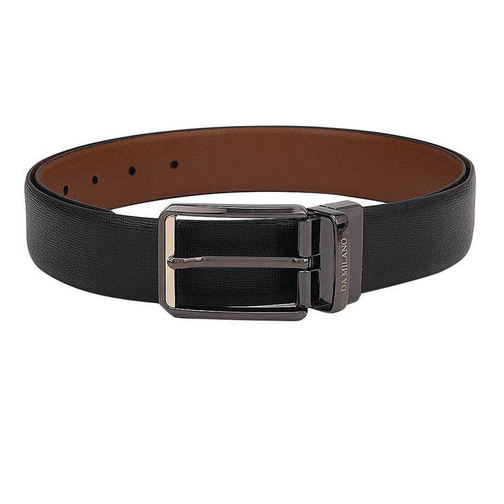 Formal Saffiano Leather Reversible Mens Belt - Black & Tan