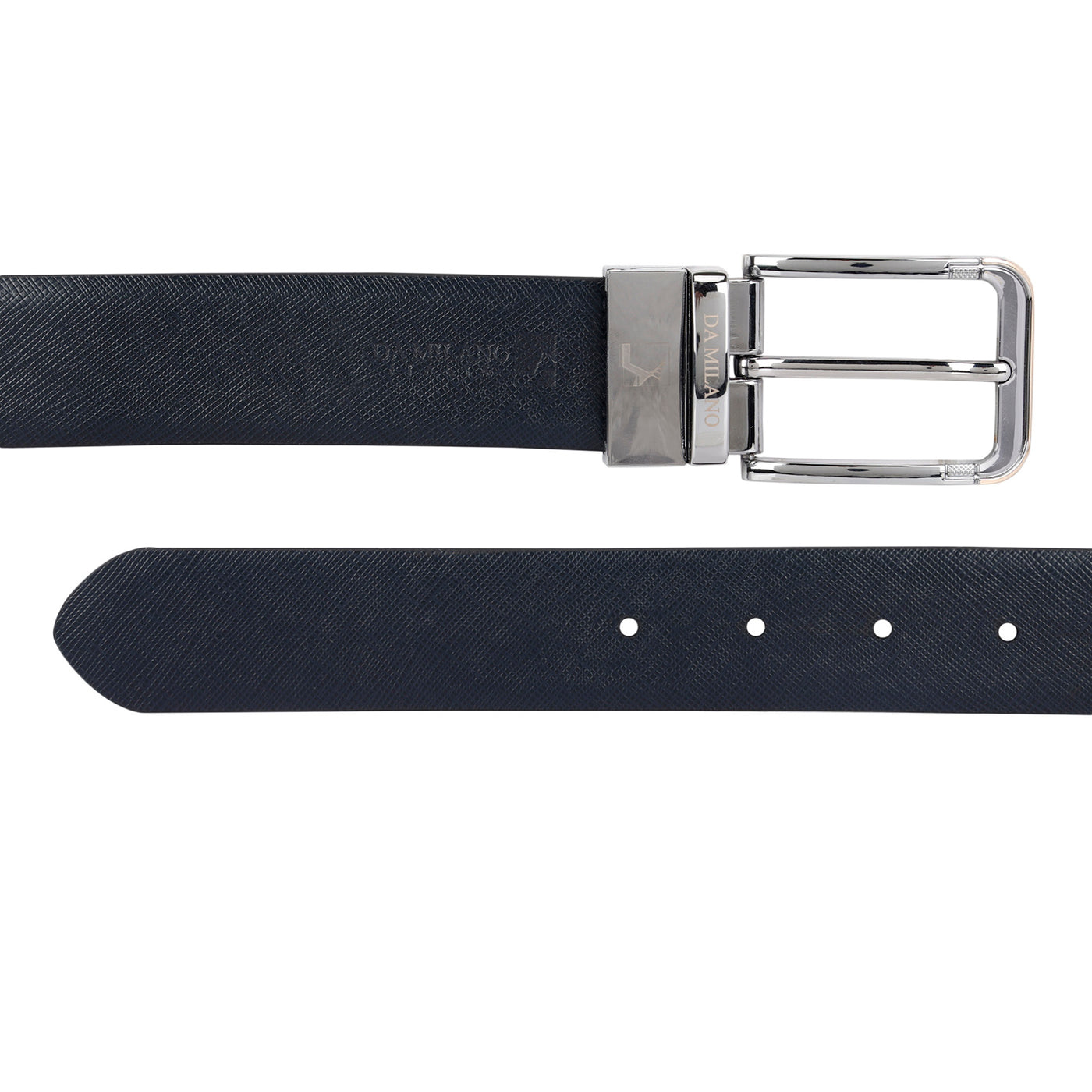 Formal Saffiano Leather Mens Belt - Black & Blue