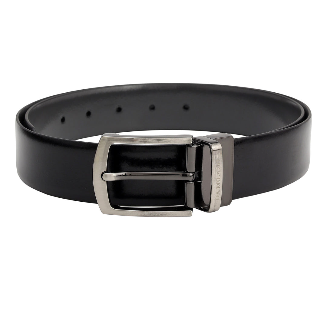 Semi Formal Aztec Leather Reversible Mens Belt - Black & Grey