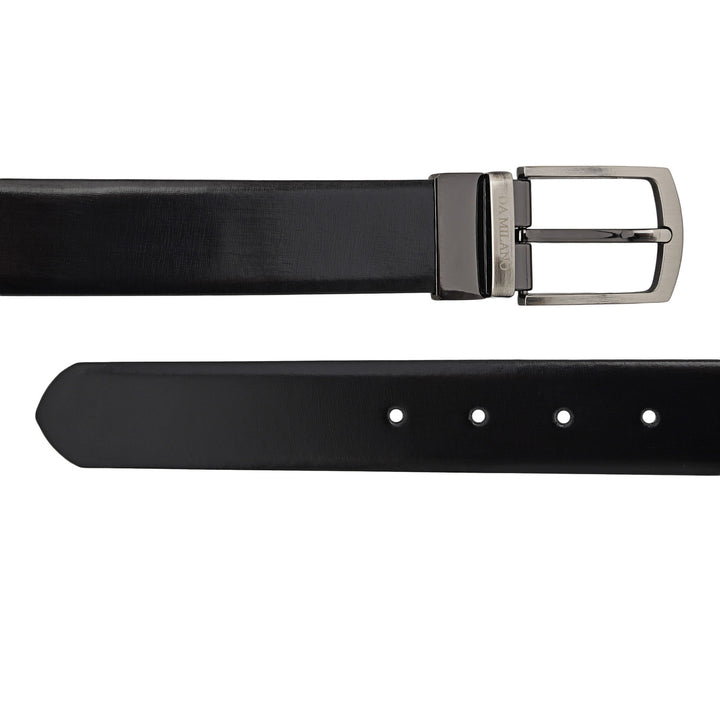 Semi Formal Aztec Leather Reversible Mens Belt - Black & Grey