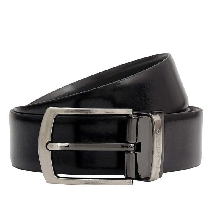 Semi Formal Aztec Leather Reversible Mens Belt - Black & Grey