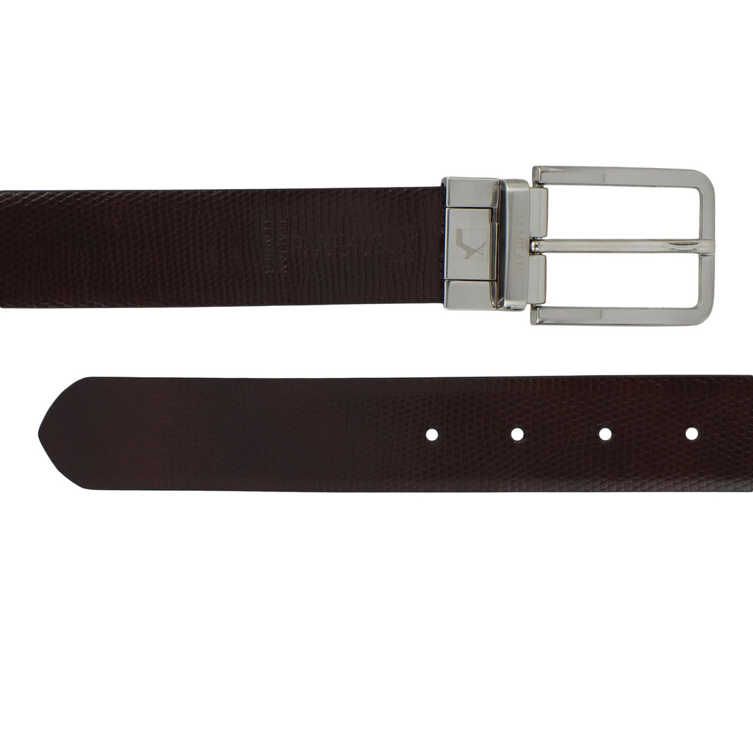 Semi Formal Lizard Leather Reversible Mens Belt - Black & Brown