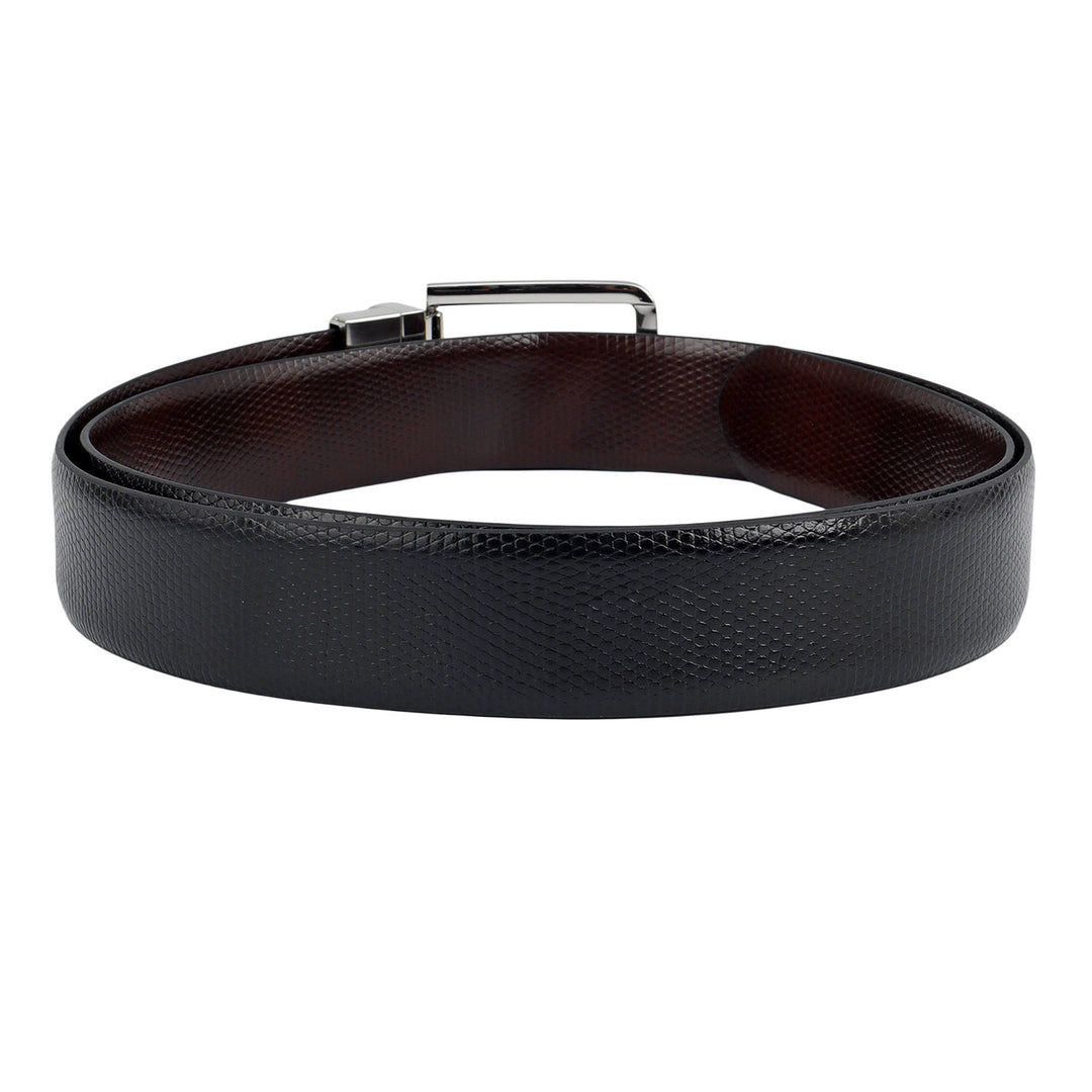 Semi Formal Lizard Leather Reversible Mens Belt - Black & Brown