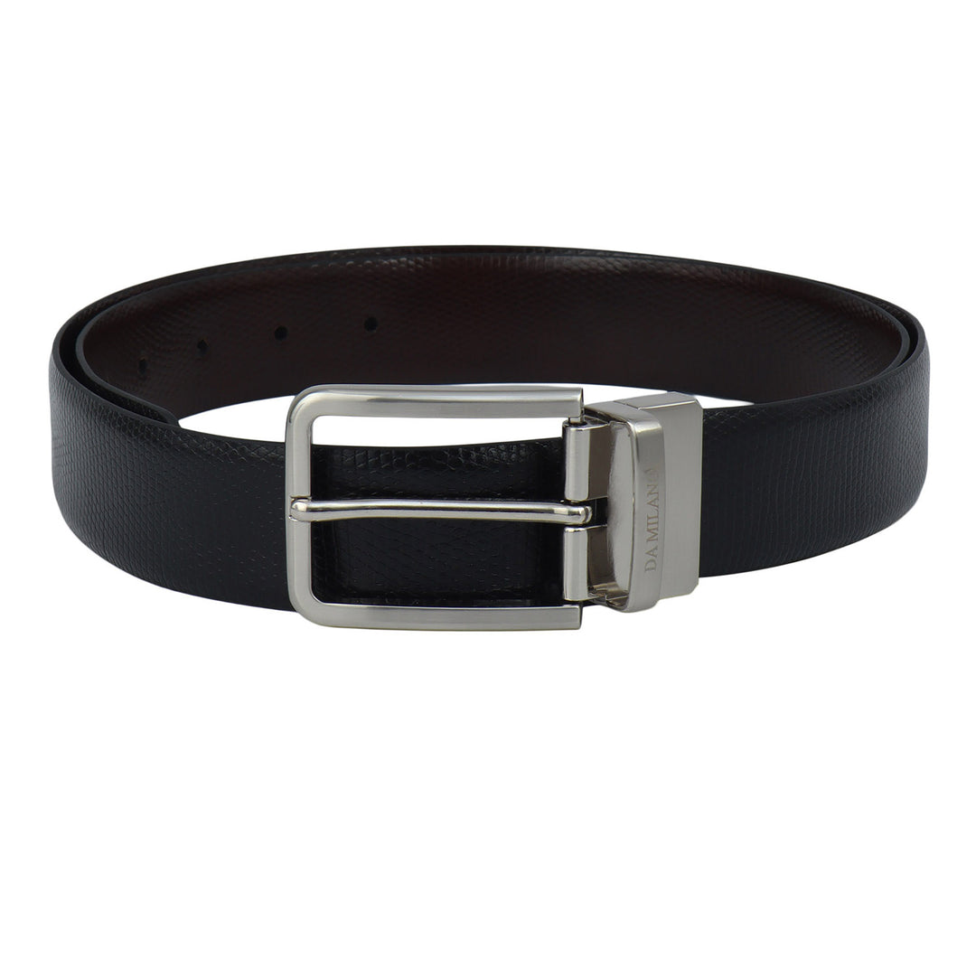 Semi Formal Lizard Leather Reversible Mens Belt - Black & Brown