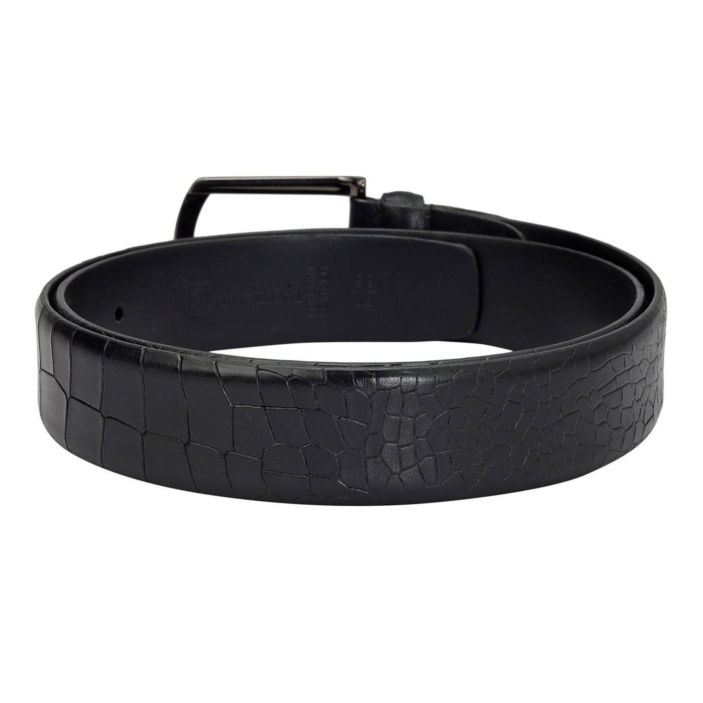 Casual Croco Leather Mens Belt - Black