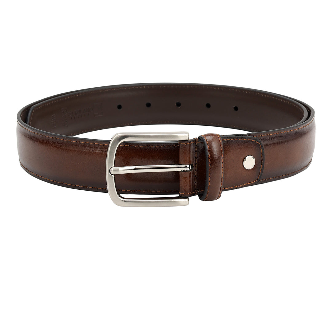 Semi Formal Plain Leather Mens Belt - Cognac