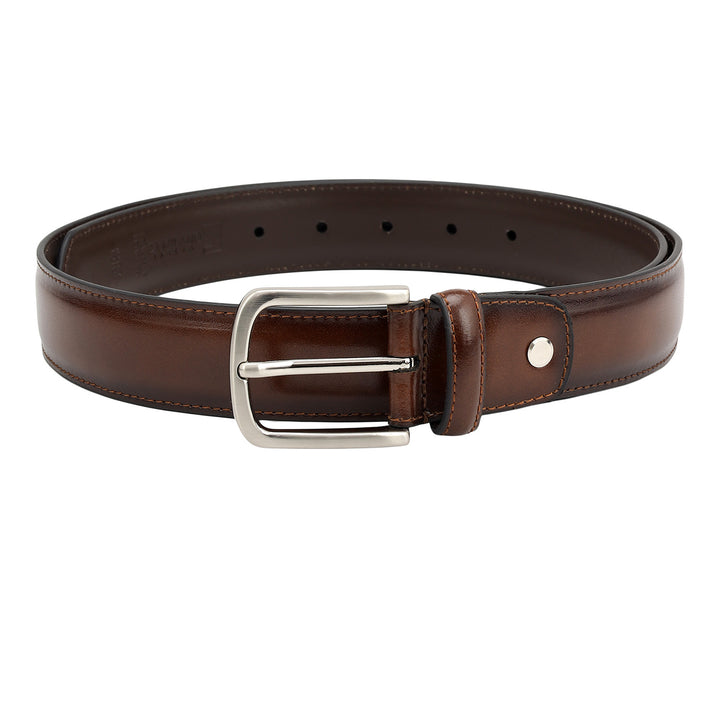Semi Formal Plain Leather Mens Belt - Cognac