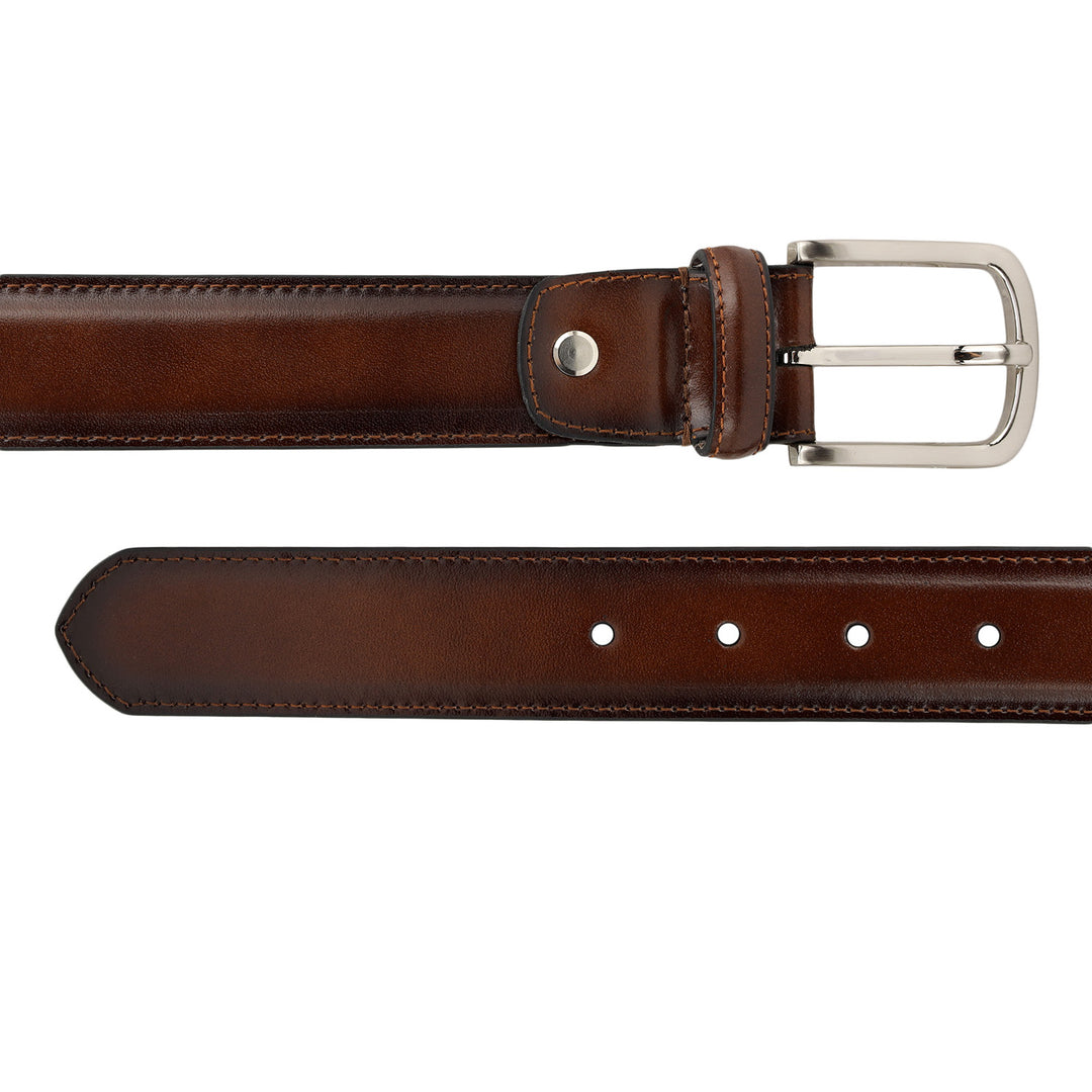 Semi Formal Plain Leather Mens Belt - Cognac