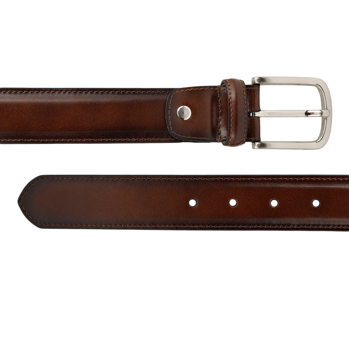 Semi Formal Plain Leather Mens Belt - Cognac