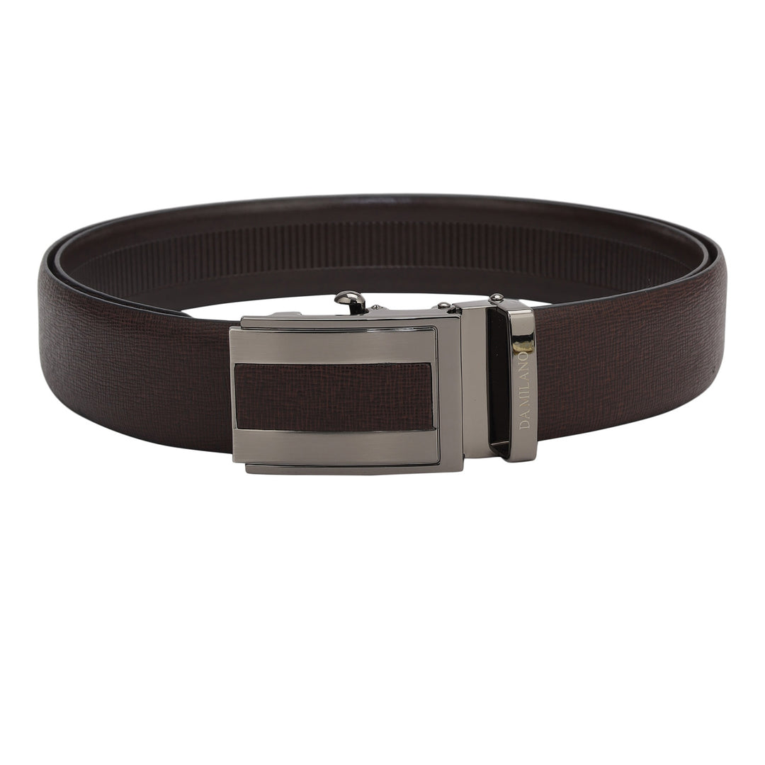 Formal Saffiano Leather Mens Belt - Brown