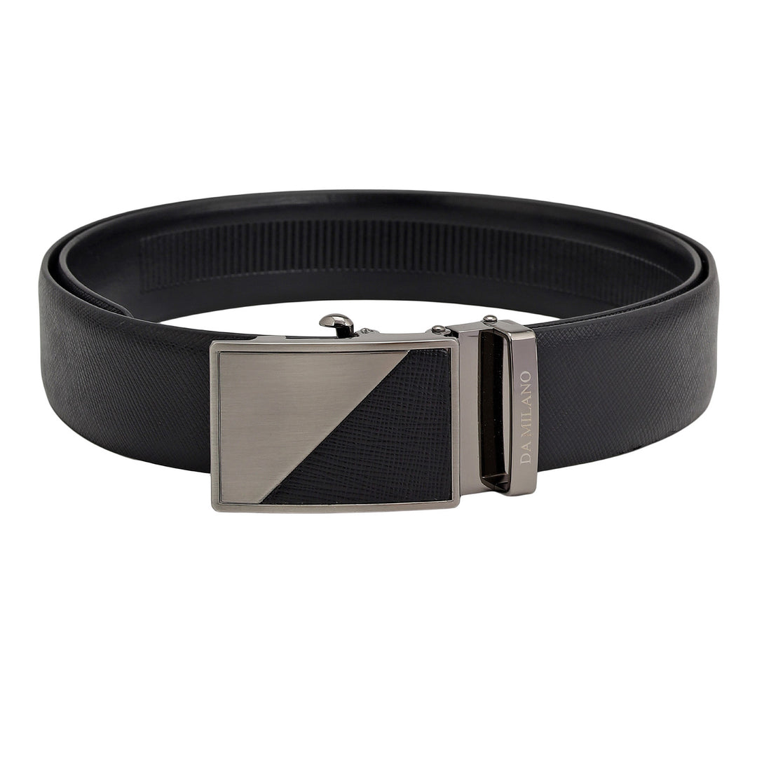 Semi Formal Saffiano Leather Mens Belt - Black
