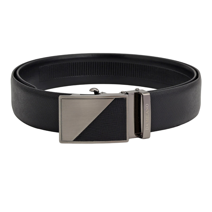 Semi Formal Saffiano Leather Mens Belt - Black