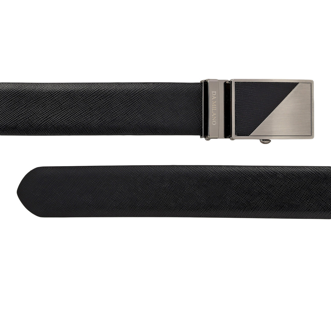 Semi Formal Saffiano Leather Mens Belt - Black